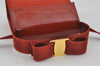 Authentic Salvatore Ferragamo Vara Ribbon Leather Canvas 2Way Hand Bag Red 1760I