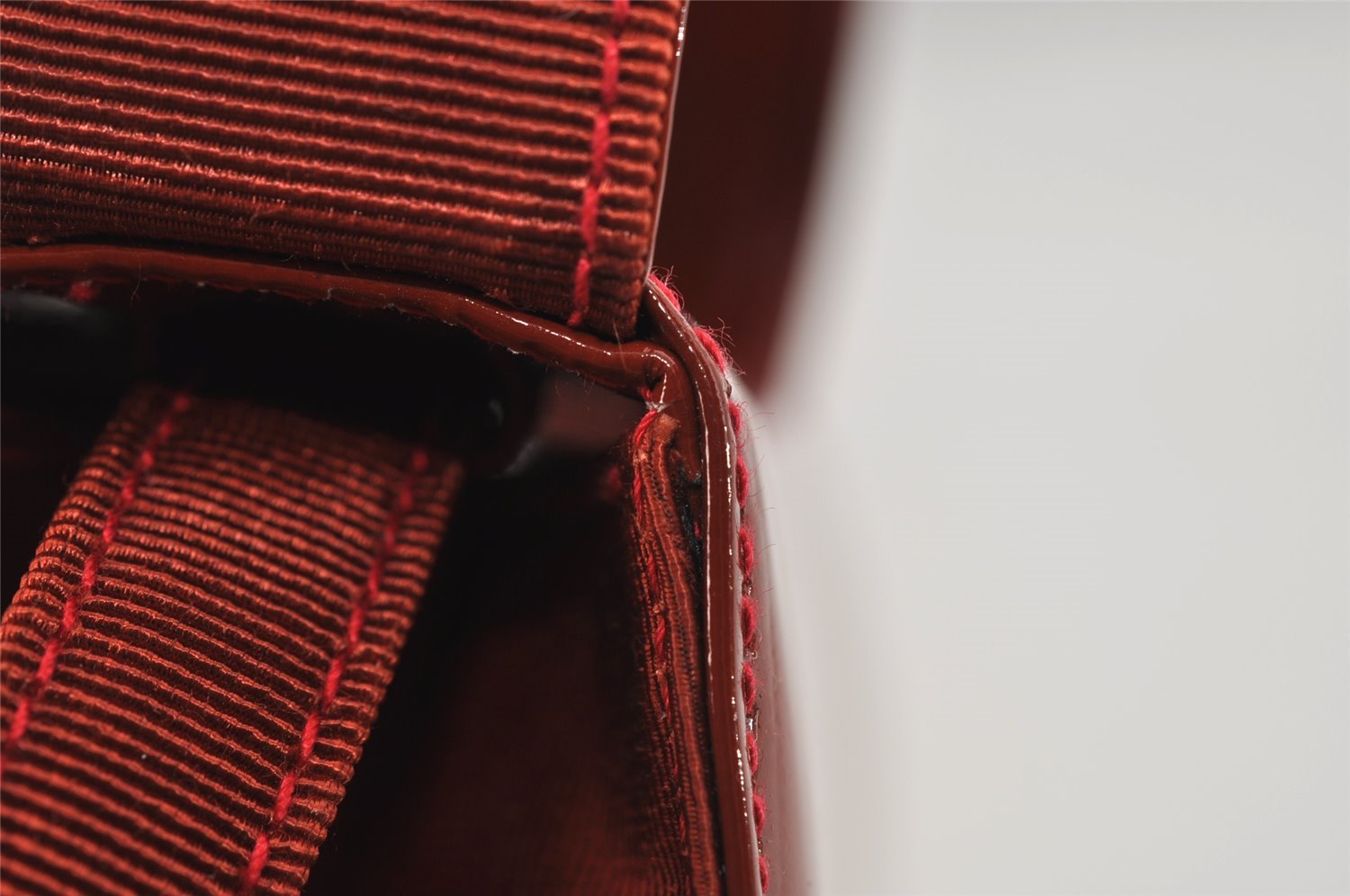 Authentic Salvatore Ferragamo Vara Ribbon Leather Canvas 2Way Hand Bag Red 1760I