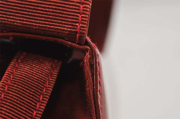 Authentic Salvatore Ferragamo Vara Ribbon Leather Canvas 2Way Hand Bag Red 1760I