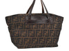 Authentic FENDI Zucca Folding Tote Hand Bag Purse Nylon Leather Brown 1764I