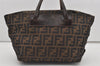 Authentic FENDI Zucca Folding Tote Hand Bag Purse Nylon Leather Brown 1764I