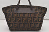 Authentic FENDI Zucca Folding Tote Hand Bag Purse Nylon Leather Brown 1764I