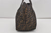 Authentic FENDI Zucca Folding Tote Hand Bag Purse Nylon Leather Brown 1764I