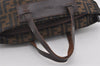 Authentic FENDI Zucca Folding Tote Hand Bag Purse Nylon Leather Brown 1764I