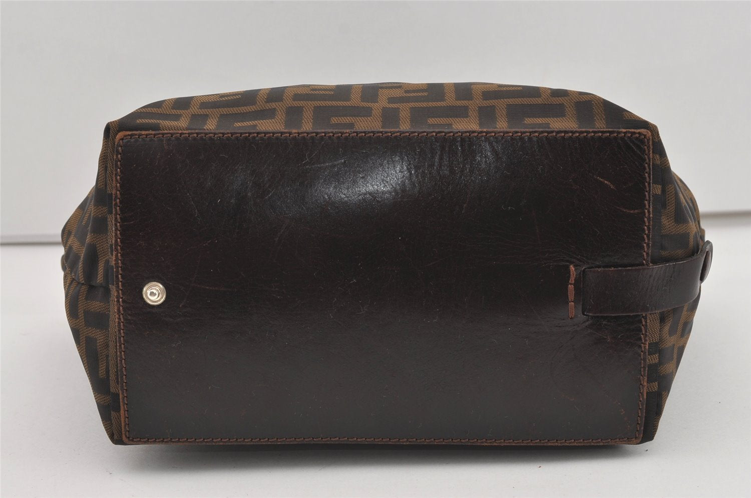 Authentic FENDI Zucca Folding Tote Hand Bag Purse Nylon Leather Brown 1764I