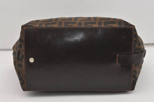 Authentic FENDI Zucca Folding Tote Hand Bag Purse Nylon Leather Brown 1764I