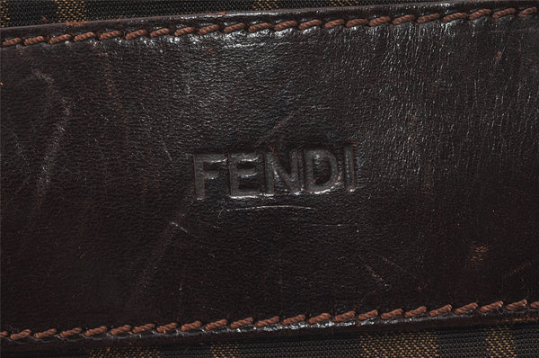 Authentic FENDI Zucca Folding Tote Hand Bag Purse Nylon Leather Brown 1764I