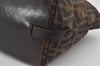 Authentic FENDI Zucca Folding Tote Hand Bag Purse Nylon Leather Brown 1764I
