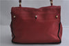 Authentic YVES SAINT LAURENT Muse Two Shoulder Bag Leather Canvas Red 1766F