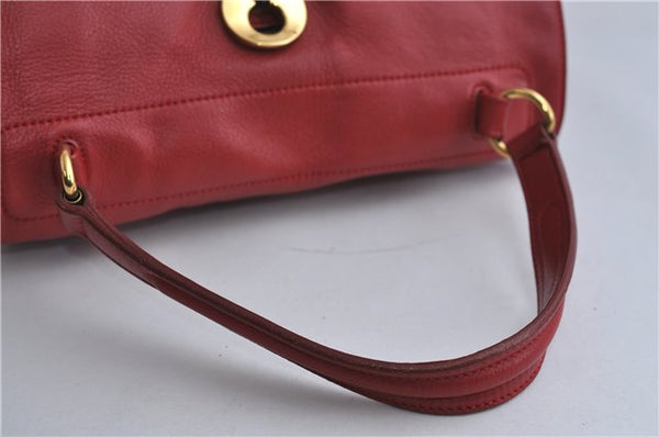 Authentic YVES SAINT LAURENT Muse Two Shoulder Bag Leather Canvas Red 1766F