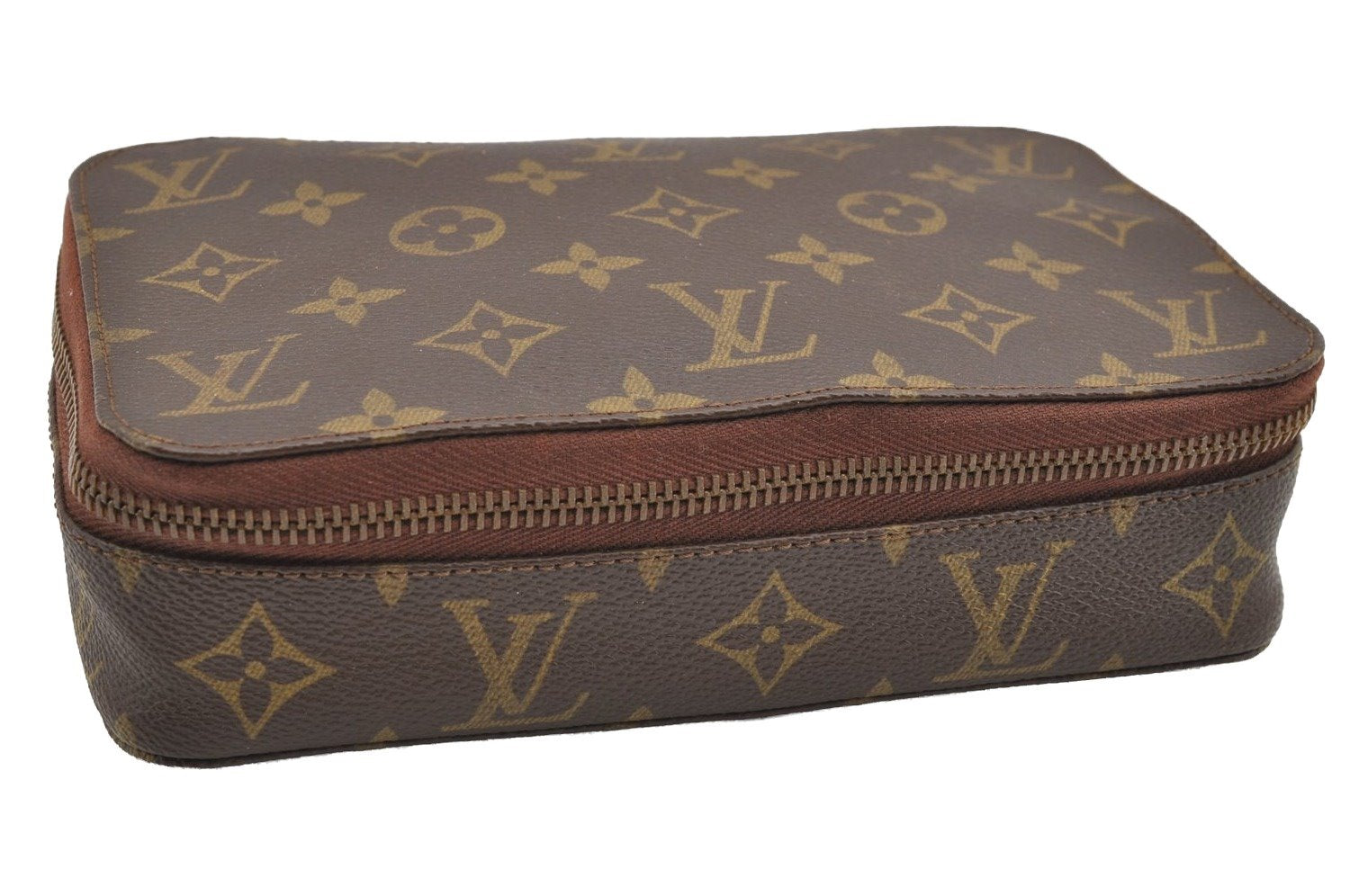 Auth Louis Vuitton Monogram Poche Monte Carlo GM Jewelry Case Old Model LV 1768I