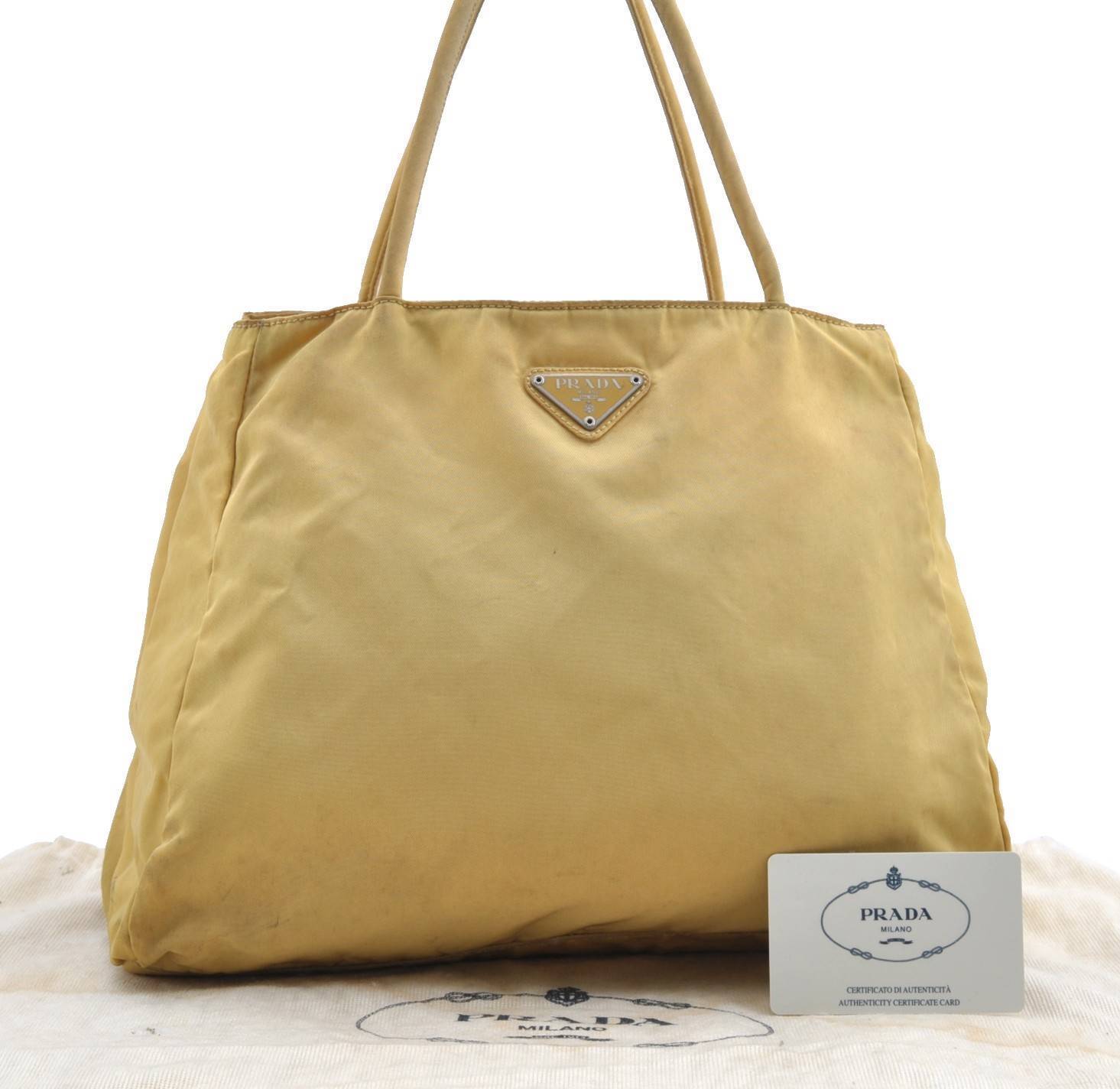 Authentic PRADA Tessuto City Nylon Tote Hand Bag B3864 Yellow 1770C