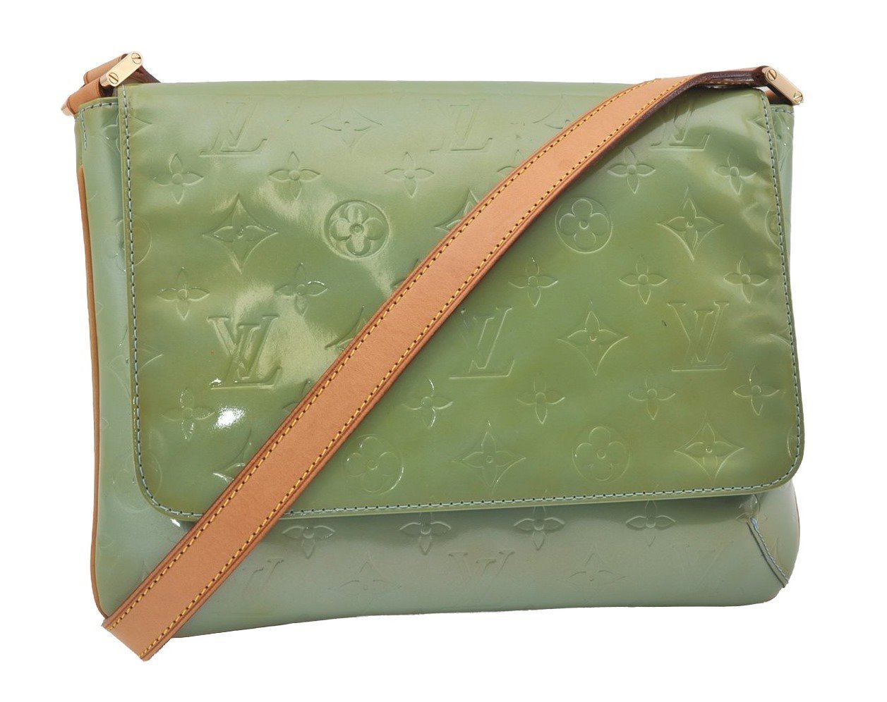Auth Louis Vuitton Vernis Thompson Street Shoulder Bag Green M91009 LV 1773I