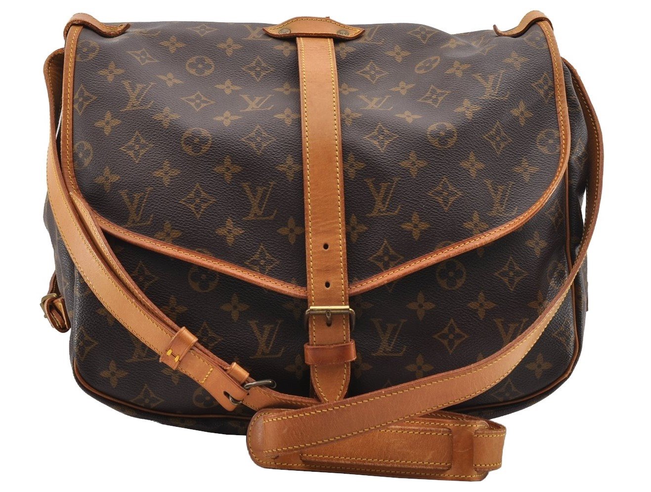 Authentic Louis Vuitton Monogram Saumur 35 Shoulder Cross Bag M42254 LV 1785I