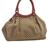 Authentic GUCCI Diamante Sukey Tote Bag Canvas Leather 211944 Brown 1790F
