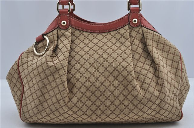 Authentic GUCCI Diamante Sukey Tote Bag Canvas Leather 211944 Brown 1790F