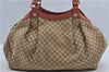 Authentic GUCCI Diamante Sukey Tote Bag Canvas Leather 211944 Brown 1790F