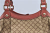 Authentic GUCCI Diamante Sukey Tote Bag Canvas Leather 211944 Brown 1790F
