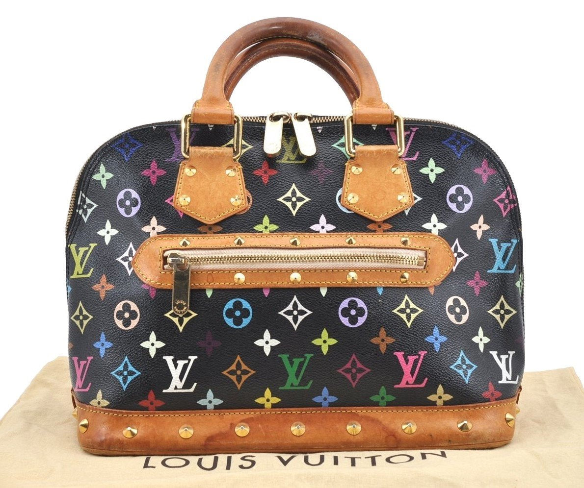 Auth Louis Vuitton Monogram Multicolor Alma PM Black Hand Bag M92646 LV 1795I