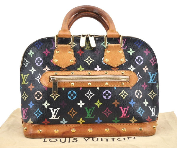 Auth Louis Vuitton Monogram Multicolor Alma PM Black Hand Bag M92646 LV 1795I