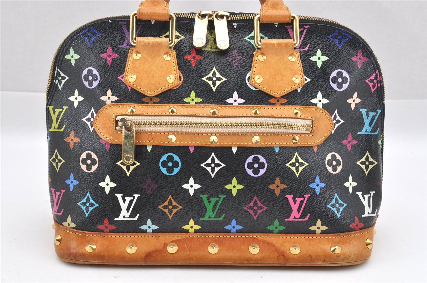 Auth Louis Vuitton Monogram Multicolor Alma PM Black Hand Bag M92646 LV 1795I
