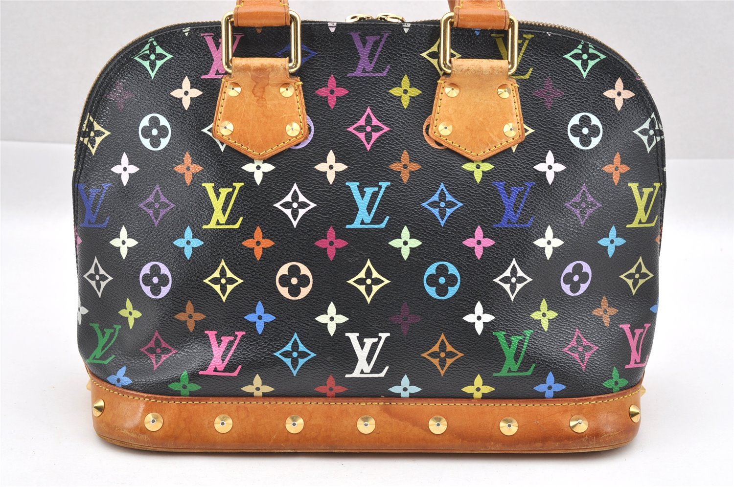 Auth Louis Vuitton Monogram Multicolor Alma PM Black Hand Bag M92646 LV 1795I