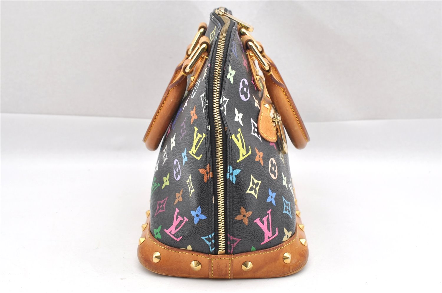 Auth Louis Vuitton Monogram Multicolor Alma PM Black Hand Bag M92646 LV 1795I