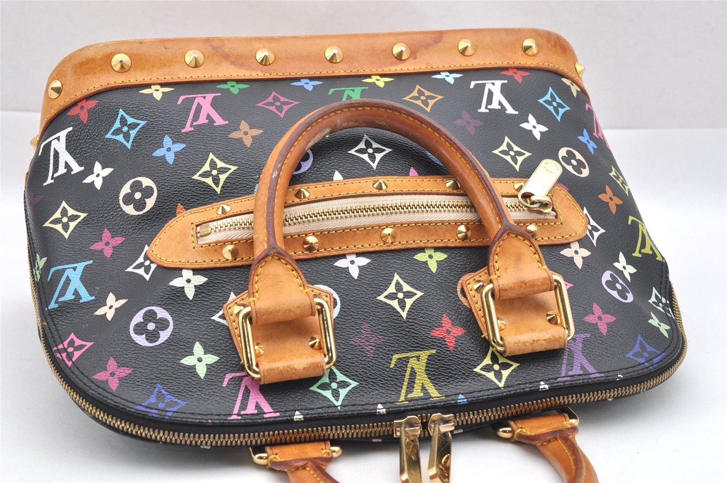 Auth Louis Vuitton Monogram Multicolor Alma PM Black Hand Bag M92646 LV 1795I