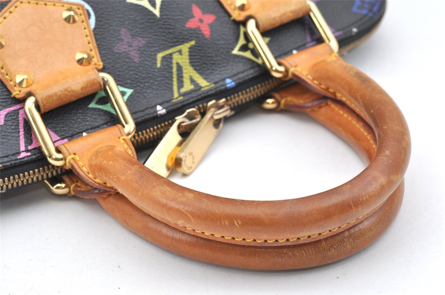 Auth Louis Vuitton Monogram Multicolor Alma PM Black Hand Bag M92646 LV 1795I