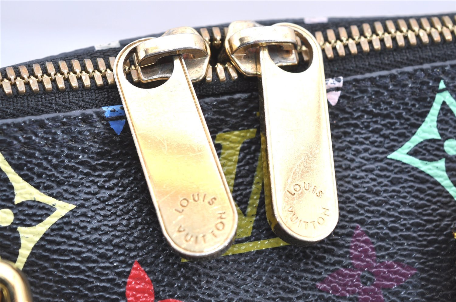 Auth Louis Vuitton Monogram Multicolor Alma PM Black Hand Bag M92646 LV 1795I