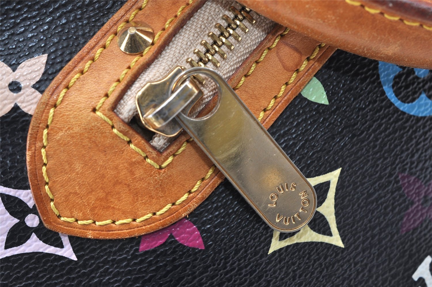 Auth Louis Vuitton Monogram Multicolor Alma PM Black Hand Bag M92646 LV 1795I