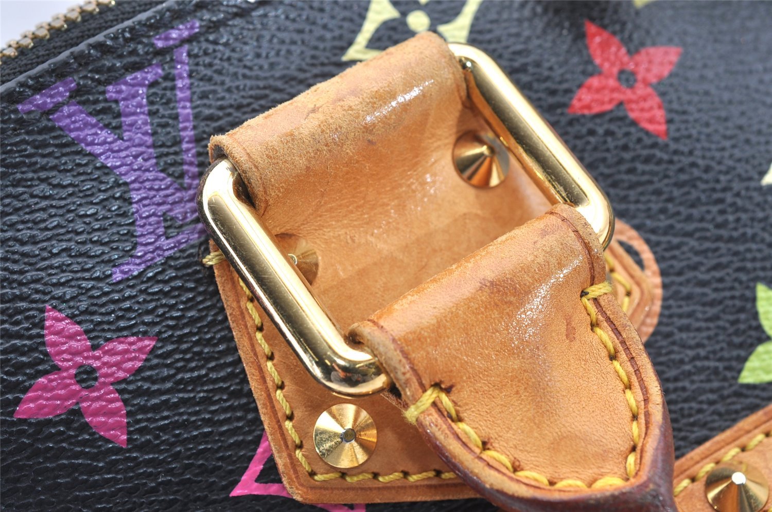 Auth Louis Vuitton Monogram Multicolor Alma PM Black Hand Bag M92646 LV 1795I