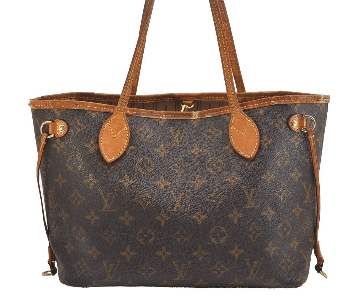 Authentic Louis Vuitton Monogram Neverfull PM Shoulder Tote Bag M40155 LV 1799I