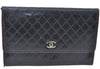 Authentic CHANEL Calf Skin Bicolore CoCo Mark Long Wallet Purse Black 1800C