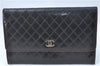 Authentic CHANEL Calf Skin Bicolore CoCo Mark Long Wallet Purse Black 1800C