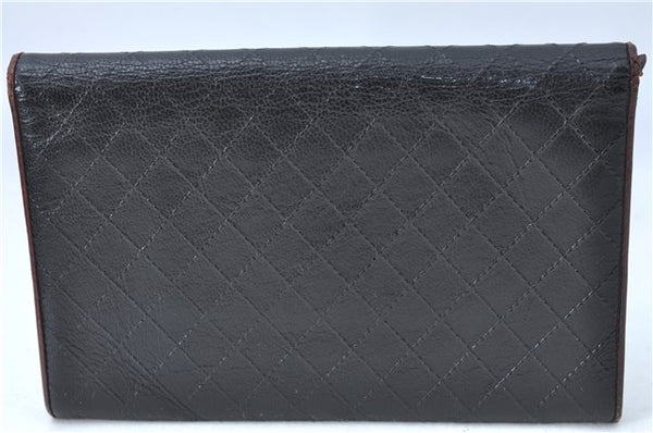 Authentic CHANEL Calf Skin Bicolore CoCo Mark Long Wallet Purse Black 1800C