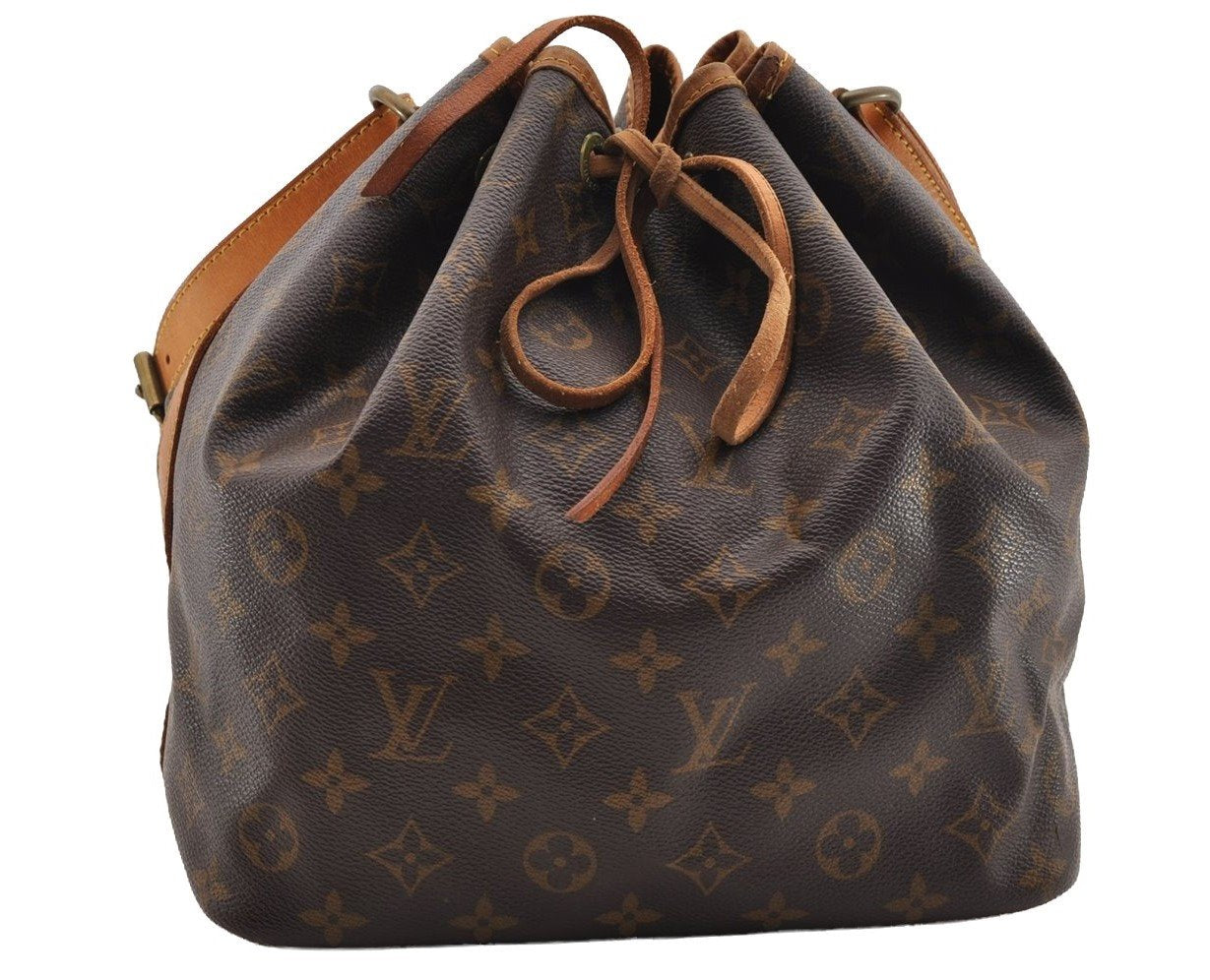 Authentic Louis Vuitton Monogram Petit Noe M42226 Shoulder Drawstring Bag 1800I