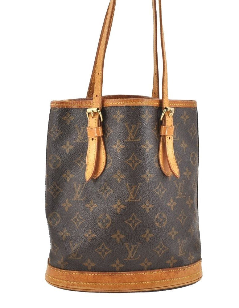 Authentic Louis Vuitton Monogram Bucket PM Shoulder Tote Bag M42238 Junk 1804I