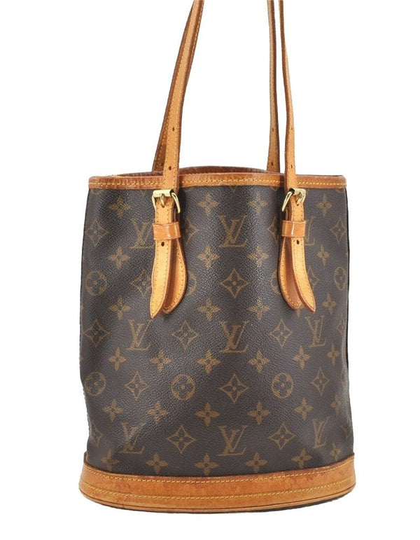 Authentic Louis Vuitton Monogram Bucket PM Shoulder Tote Bag M42238 Junk 1804I
