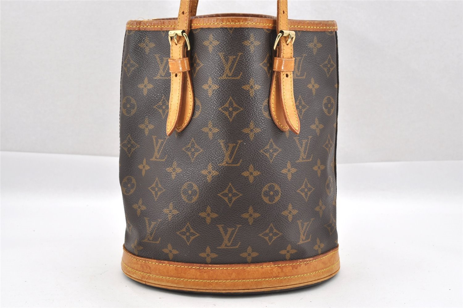 Authentic Louis Vuitton Monogram Bucket PM Shoulder Tote Bag M42238 Junk 1804I