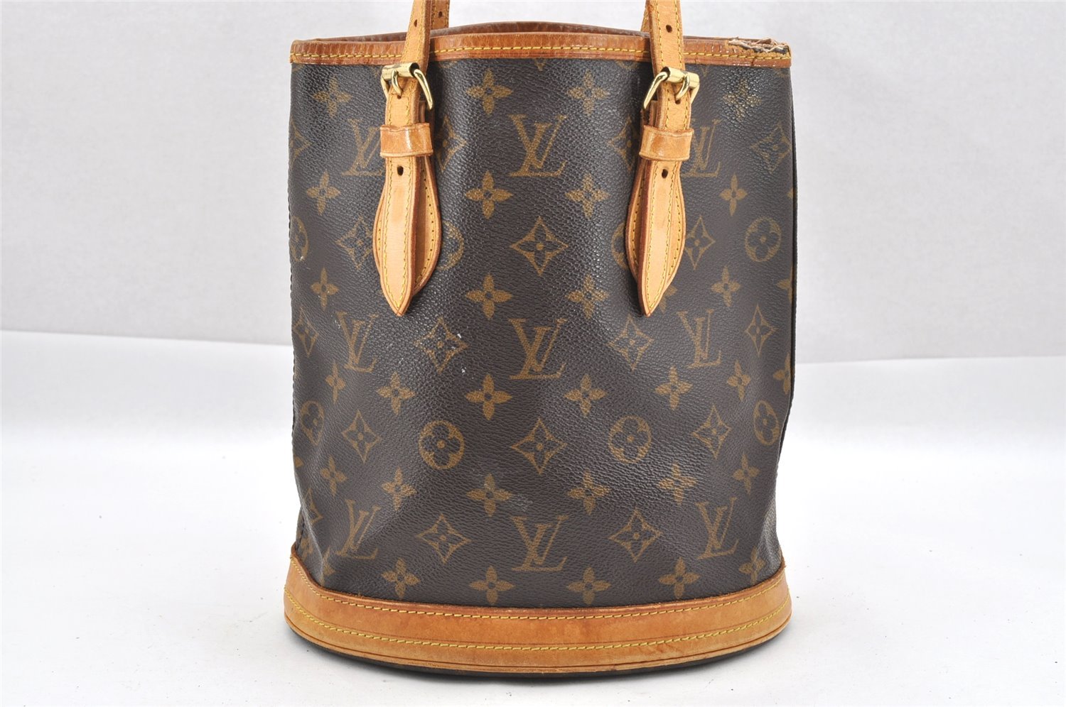 Authentic Louis Vuitton Monogram Bucket PM Shoulder Tote Bag M42238 Junk 1804I