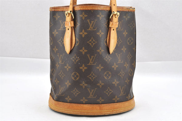 Authentic Louis Vuitton Monogram Bucket PM Shoulder Tote Bag M42238 Junk 1804I