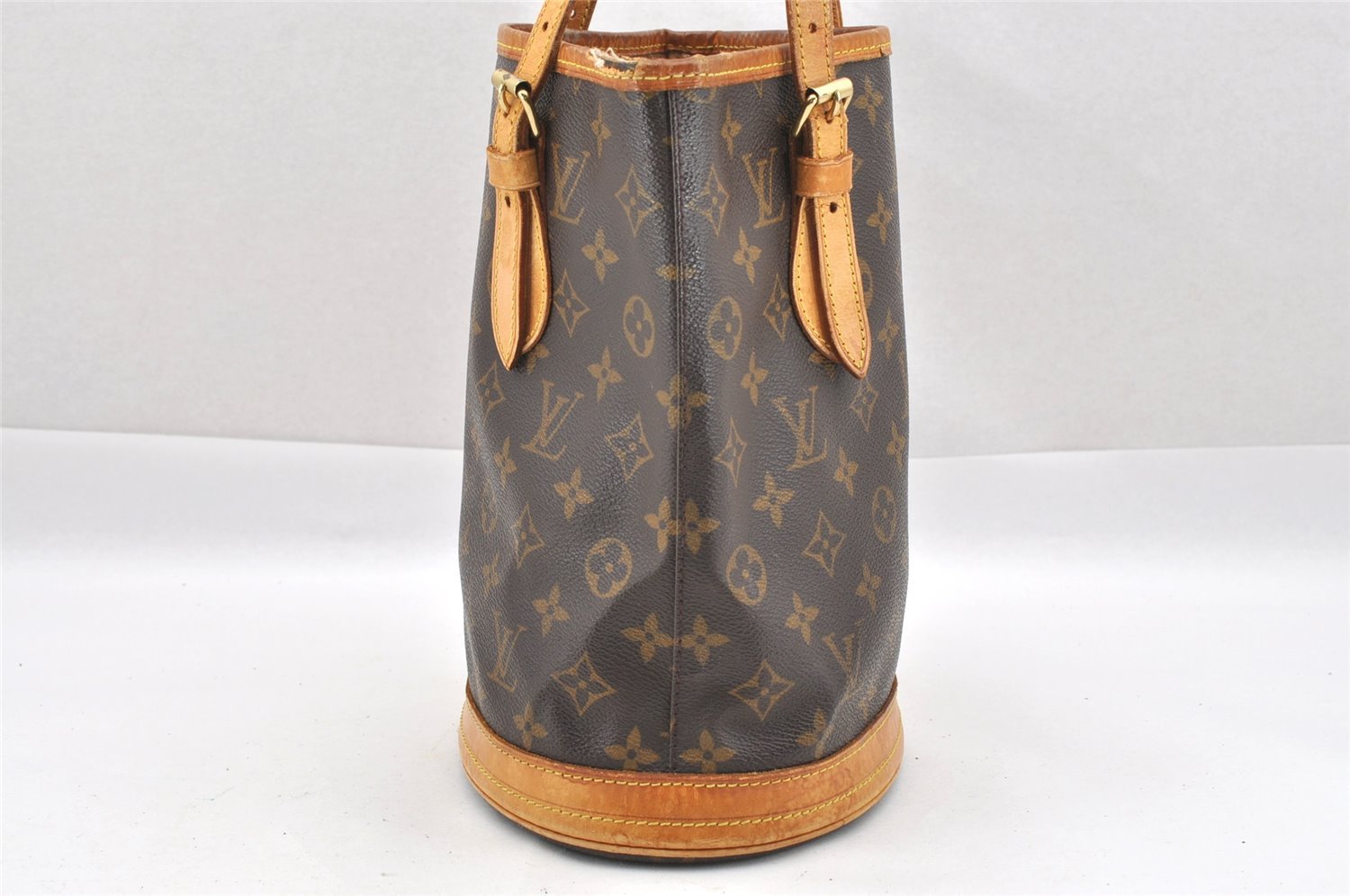 Authentic Louis Vuitton Monogram Bucket PM Shoulder Tote Bag M42238 Junk 1804I