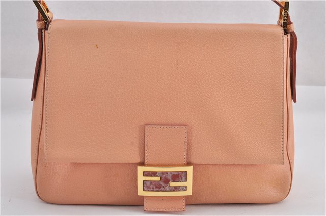 Authentic FENDI Mamma Baguette Shoulder Hand Bag Purse Leather Pink 1807F