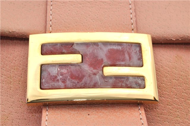 Authentic FENDI Mamma Baguette Shoulder Hand Bag Purse Leather Pink 1807F
