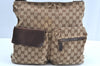 Authentic GUCCI Web Sherry Line Shoulder Bag GG Canvas Leather Brown 1807G