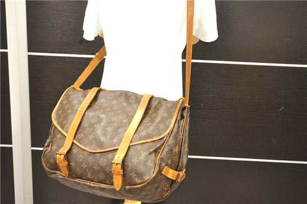 Auth Louis Vuitton Monogram Saumur 43 Shoulder Cross Body Bag M42252 Junk 1812D