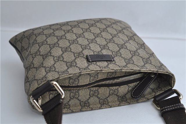 Authentic GUCCI Shoulder Cross Body Bag Purse GG PVC Leather 201538 Brown 1814F