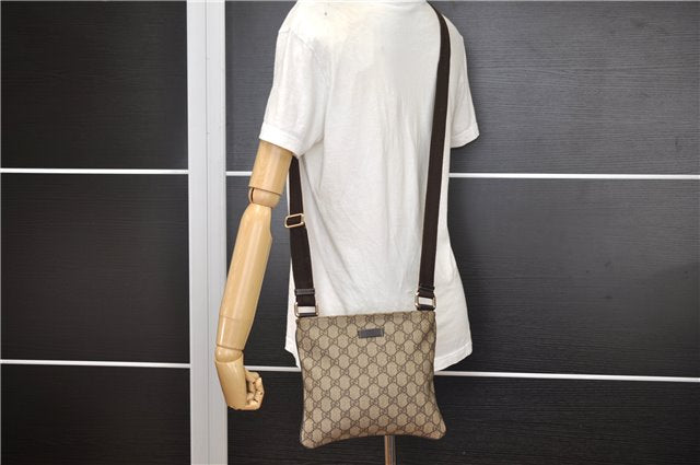 Authentic GUCCI Shoulder Cross Body Bag Purse GG PVC Leather 201538 Brown 1814F