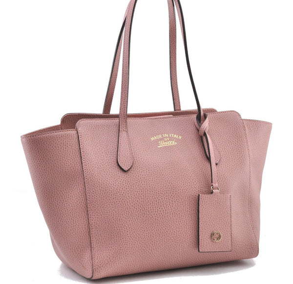 Authentic GUCCI Swing Vintage Shoulder Tote Bag Leather 354408 Pink 1815F
